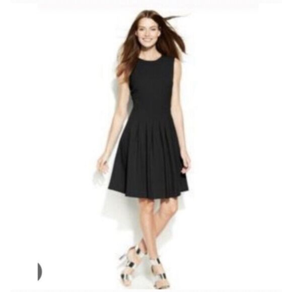 Calvin Klein Black Pleated Fit and Flare Dress Sleeveless Mini Size XS - Picture 1 of 10